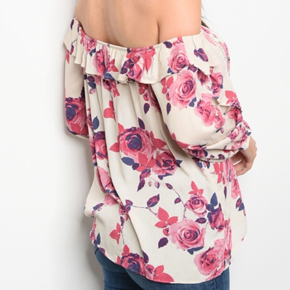 HP🌸OFF THE SHOULDER TOP WITH RUFFLE DETAIL - Picture 4 of 8